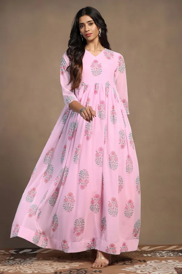 Light_Pink_Georgette_Floral_Print_A-Line_Maxi_Length_Dress_For_Women