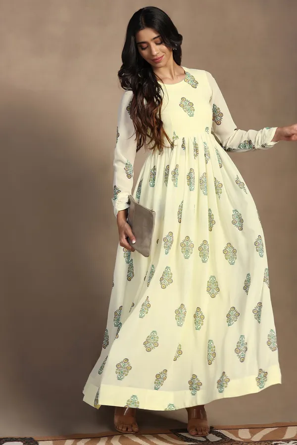 Light_Yellow_Georgette_Floral_Print_A-Line_Maxi_Length_Dress_For_Women