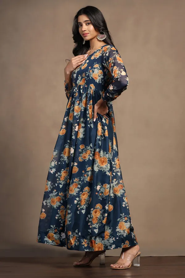 Morpich_Organza_Floral_Print_Fit_And_Flare_Maxi_Length_Dress_For_Women