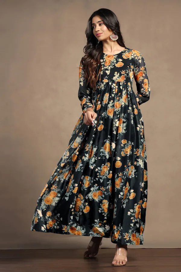Black_Tabby_Organza_Floral_Print_Maxi_Length_Dress_For_Women