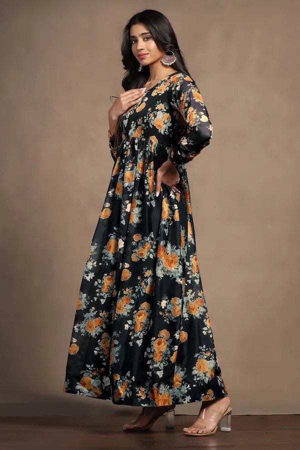 Black_Tabby_Organza_Floral_Print_Maxi_Length_Dress_For_Women