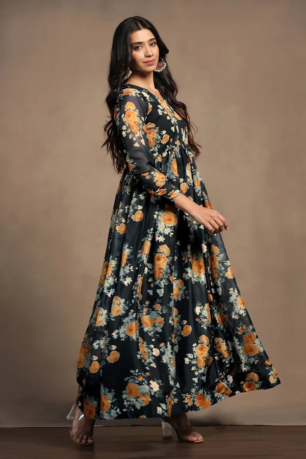 Black_Tabby_Organza_Floral_Print_Maxi_Length_Dress_For_Women