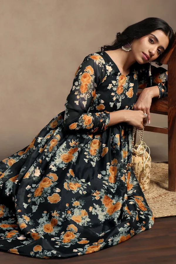 Black_Tabby_Organza_Floral_Print_Maxi_Length_Dress_For_Women