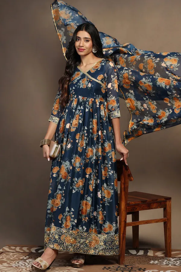 Morpich_Tabby_Organza_Floral_Print_Pleated_Maxi_Dress_With_Dupatta_Set_For_Women