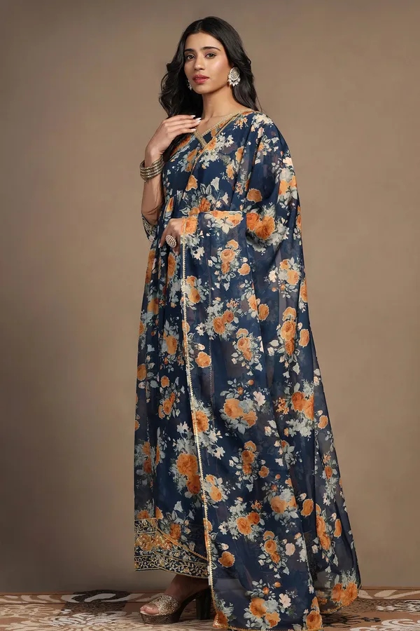 Morpich_Tabby_Organza_Floral_Print_Pleated_Maxi_Dress_With_Dupatta_Set_For_Women