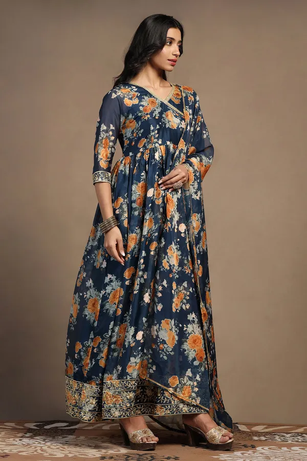 Morpich_Tabby_Organza_Floral_Print_Pleated_Maxi_Dress_With_Dupatta_Set_For_Women