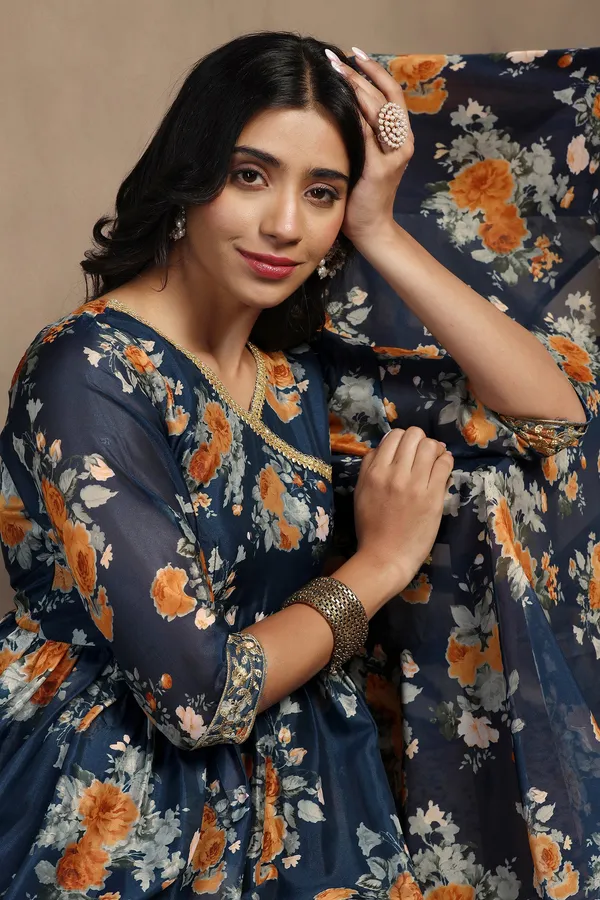Morpich_Tabby_Organza_Floral_Print_Pleated_Maxi_Dress_With_Dupatta_Set_For_Women