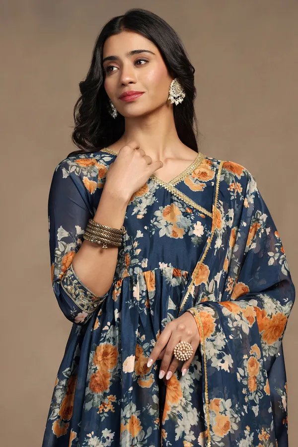 Morpich_Tabby_Organza_Floral_Print_Pleated_Maxi_Dress_With_Dupatta_Set_For_Women