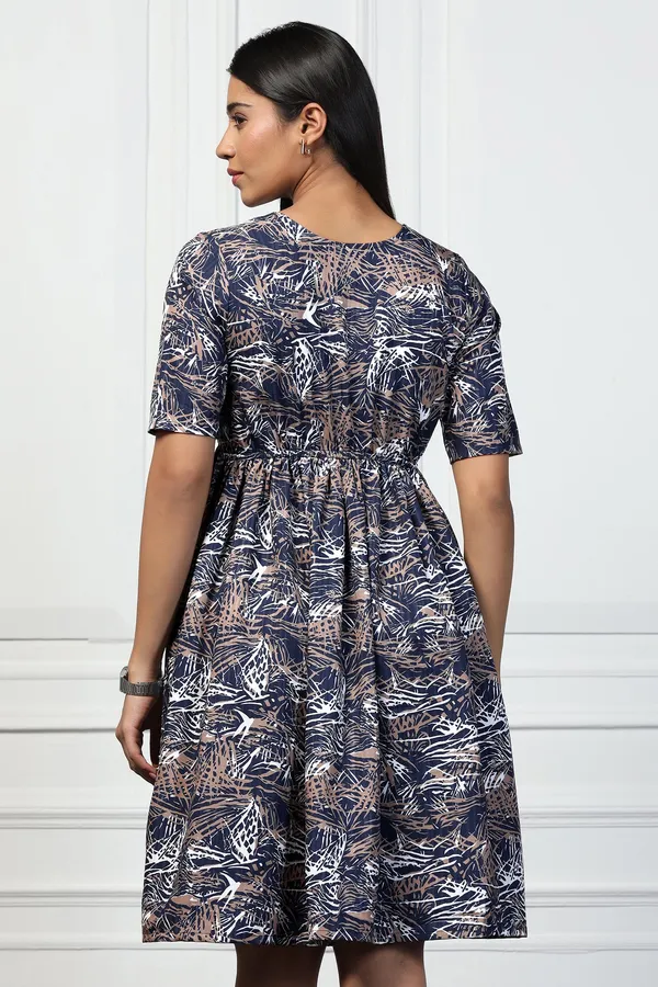Navy_Blue_Shukrana_Abstract_Print_Knee_Length_Dress_For_Women