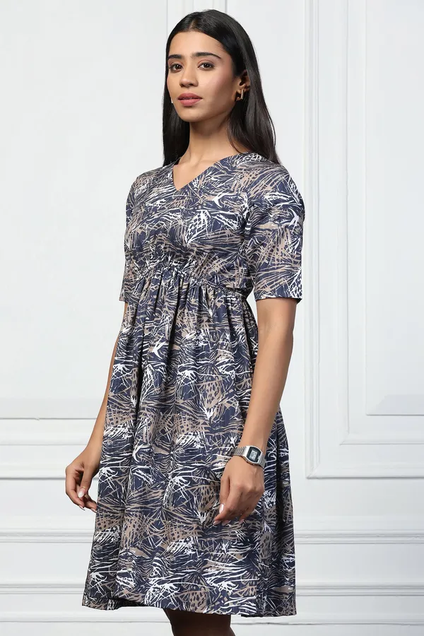 Navy_Blue_Shukrana_Abstract_Print_Knee_Length_Dress_For_Women