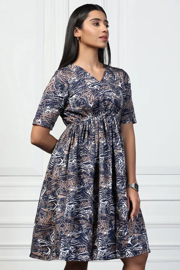 Navy_Blue_Shukrana_Abstract_Print_Knee_Length_Dress_For_Women
