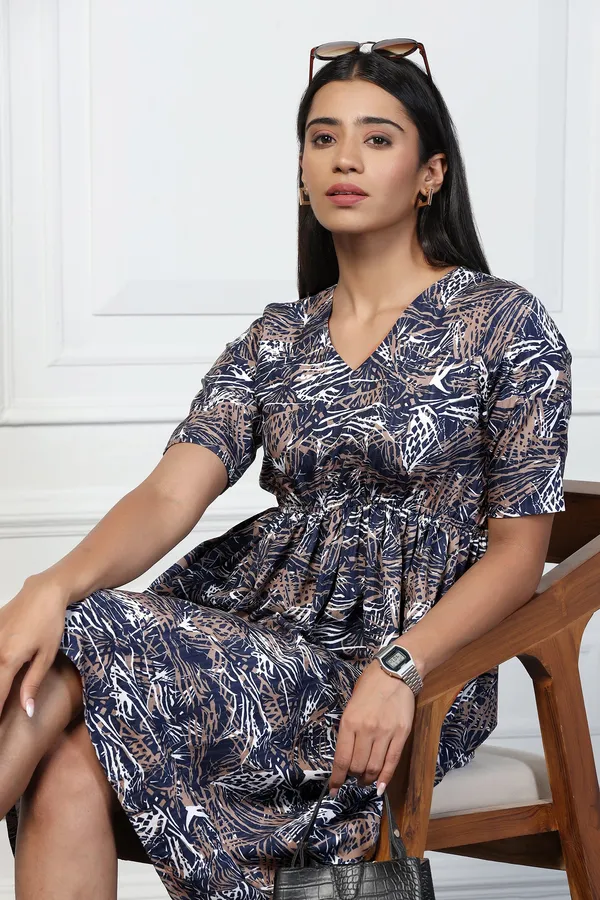 Navy_Blue_Shukrana_Abstract_Print_Knee_Length_Dress_For_Women