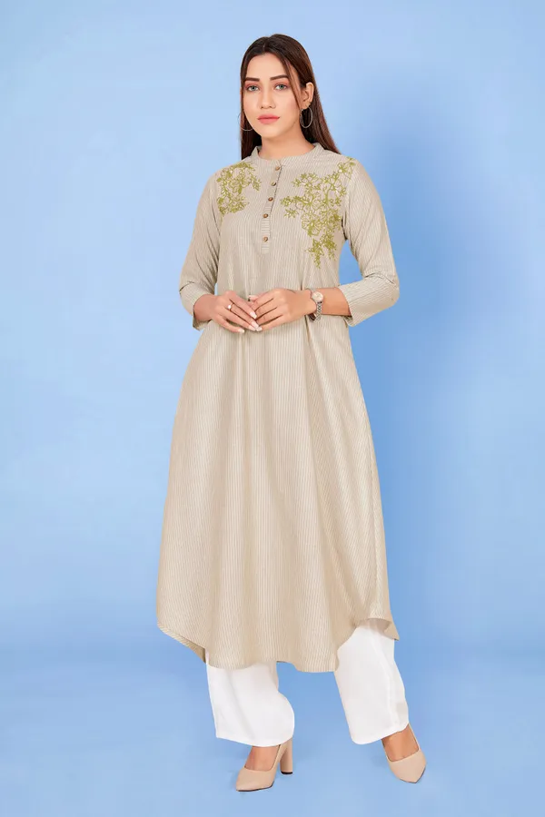 Beige_Cotton_Anarkali_Readymade_Kurti