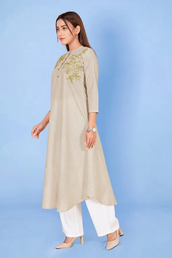Beige_Cotton_Anarkali_Readymade_Kurti