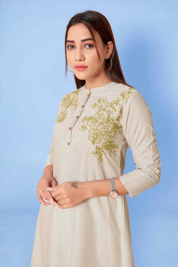 Beige_Cotton_Anarkali_Readymade_Kurti