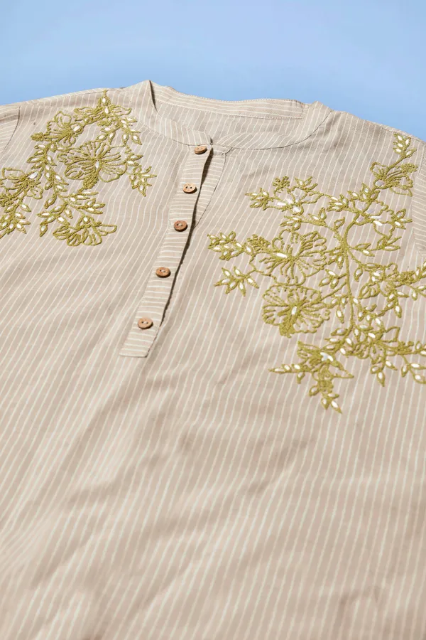 Beige_Cotton_Anarkali_Readymade_Kurti