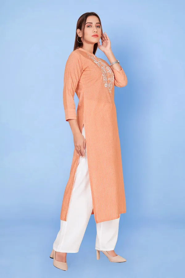 Orange_Cotton_Straight_Readymade_Kurti_For_Women