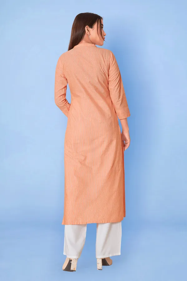 Orange_Cotton_Straight_Readymade_Kurti_For_Women