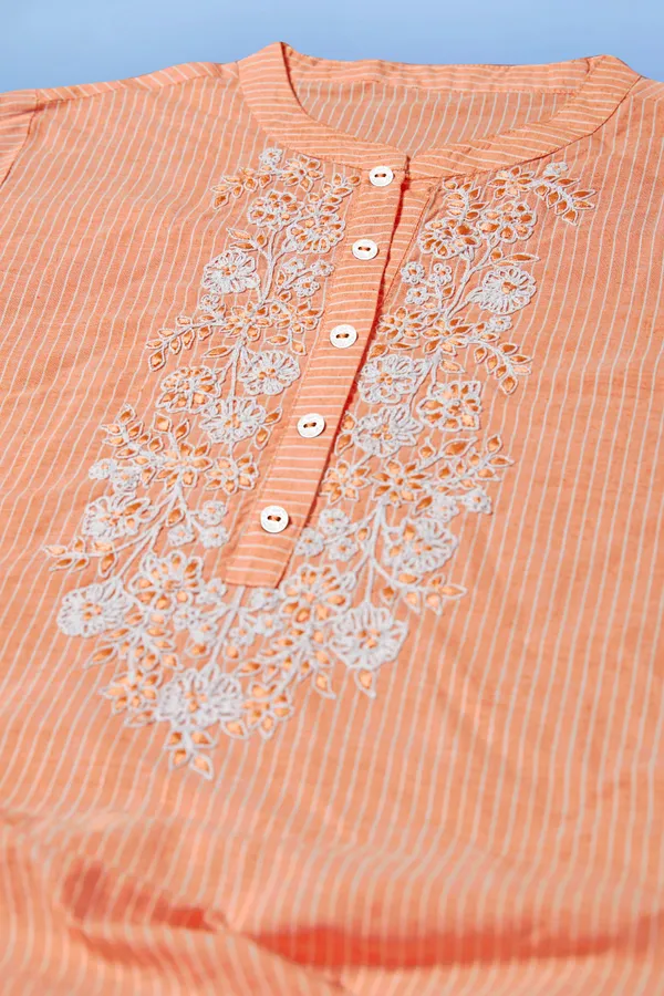 Orange_Cotton_Straight_Readymade_Kurti_For_Women