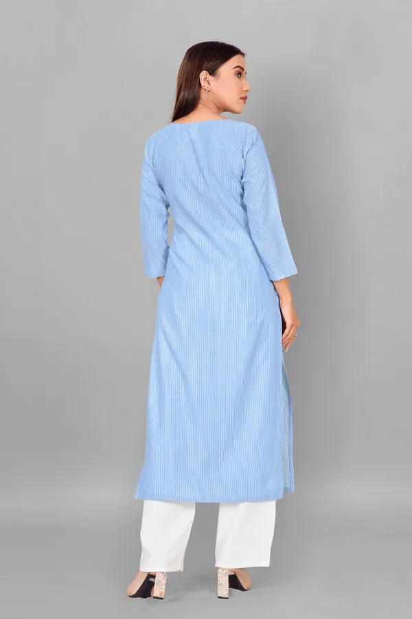 Blue_Cotton_Straight_Readymade_Kurti_For_Women