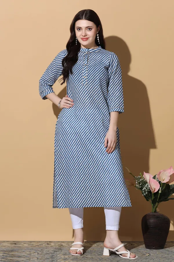 Blue_Cotton_Stripe_Printed_Straight_Kurta_For_Women