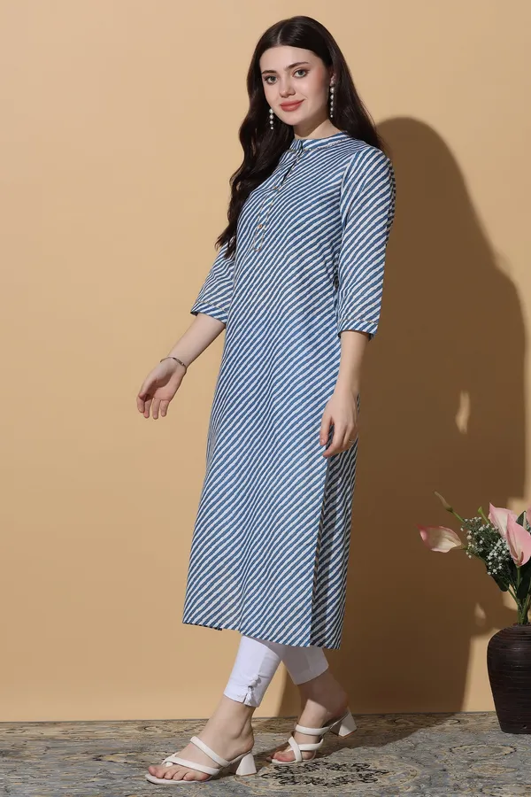Blue_Cotton_Stripe_Printed_Straight_Kurta_For_Women