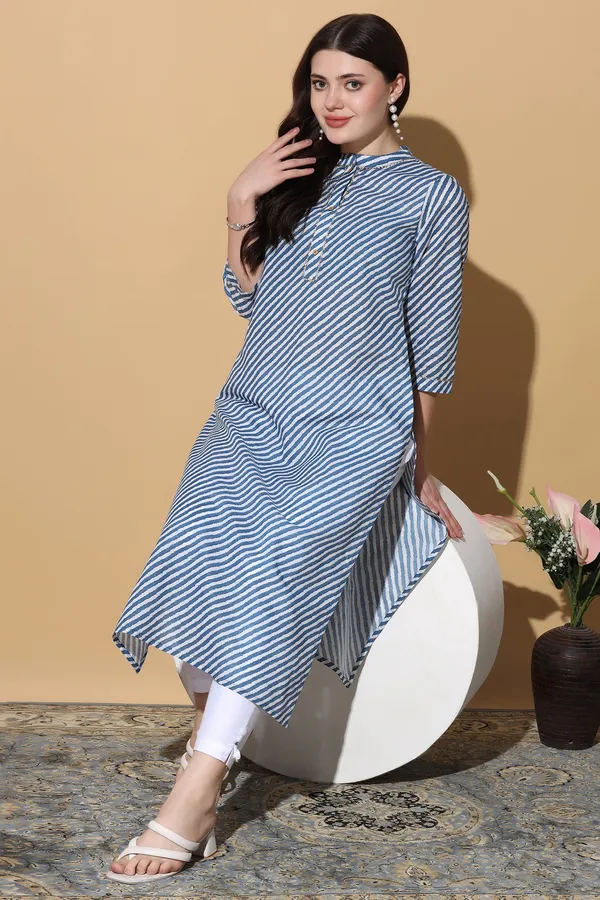 Blue_Cotton_Stripe_Printed_Straight_Kurta_For_Women