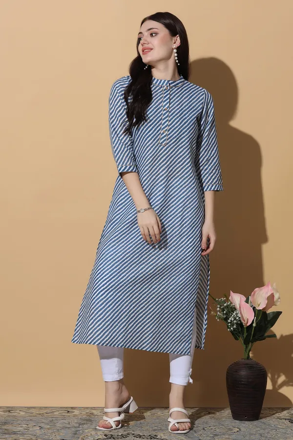 Blue_Cotton_Stripe_Printed_Straight_Kurta_For_Women