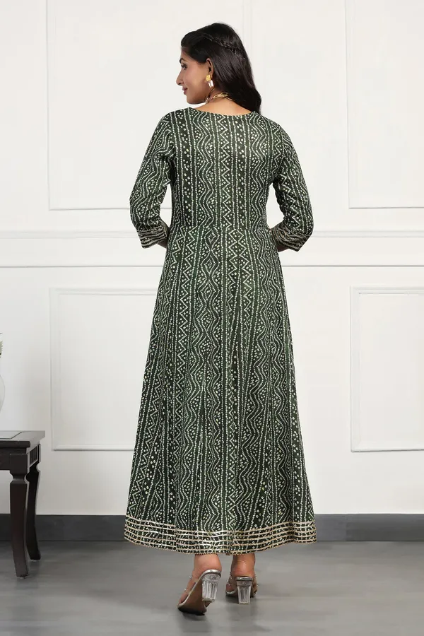 Green_Cotton_Bandhani_Printed_Anarkali_Maxi_Length_Kurta