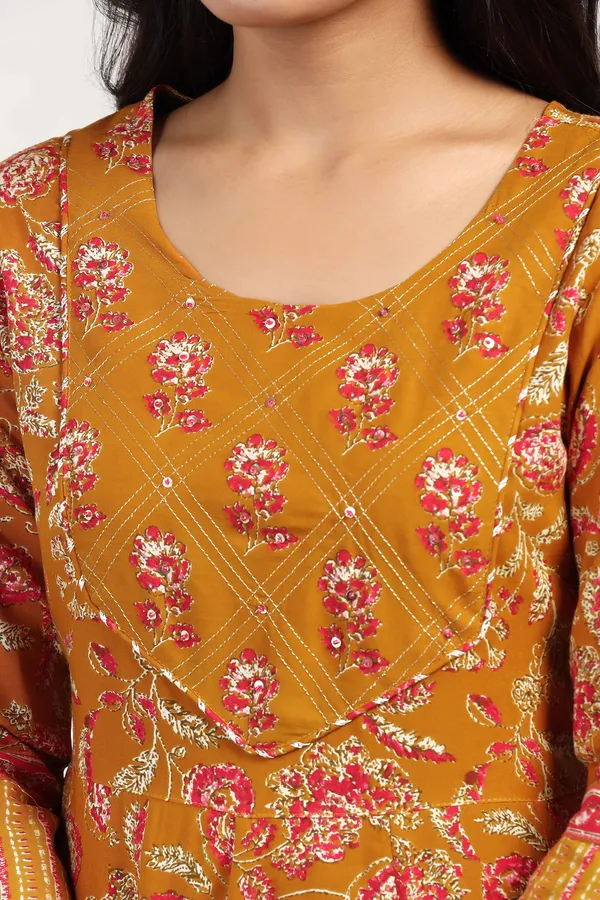 Mustard_Yellow_Cotton_Floral_Printed_Anarkali_Maxi_Length_Kurta