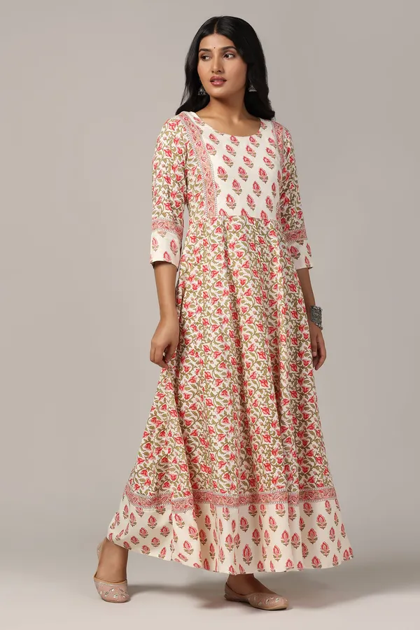 Cream_Cotton_Floral_Printed_Anarkali_Maxi_Length_Kurta
