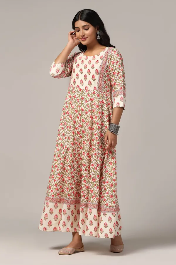 Cream_Cotton_Floral_Printed_Anarkali_Maxi_Length_Kurta