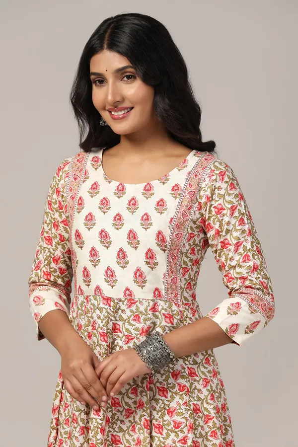 Cream_Cotton_Floral_Printed_Anarkali_Maxi_Length_Kurta