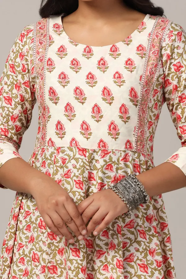 Cream_Cotton_Floral_Printed_Anarkali_Maxi_Length_Kurta