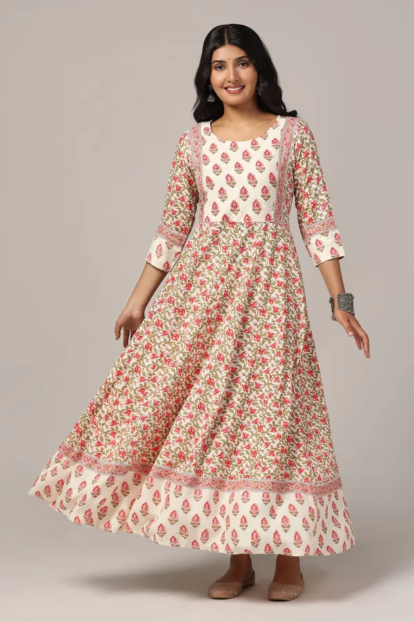Cream_Cotton_Floral_Printed_Anarkali_Maxi_Length_Kurta