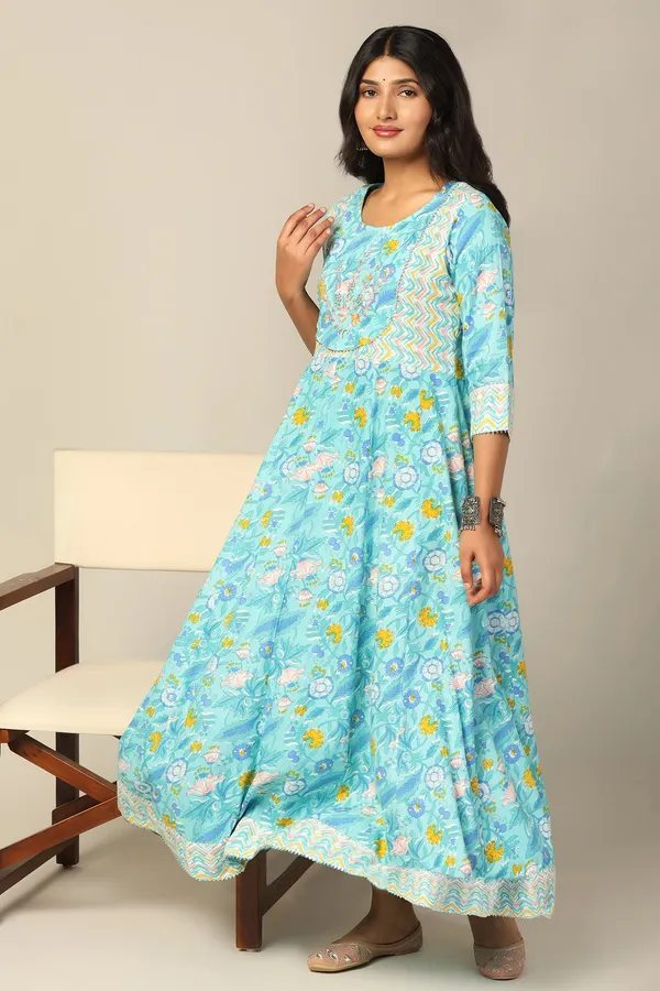 Sea_Green_Cotton_Floral_Printed_Anarkali_Maxi_Length_Kurta