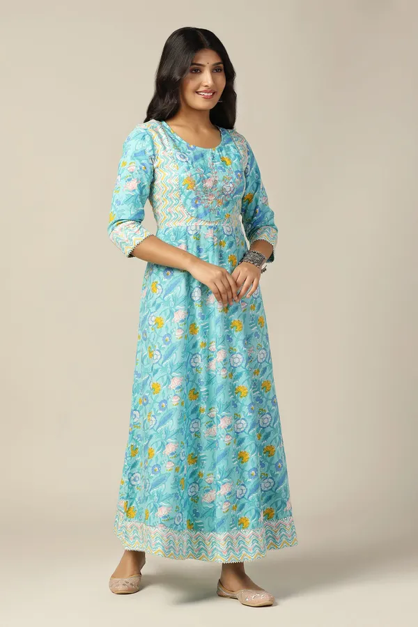Sea_Green_Cotton_Floral_Printed_Anarkali_Maxi_Length_Kurta