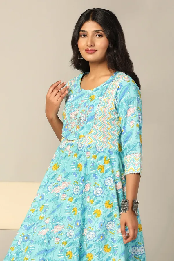 Sea_Green_Cotton_Floral_Printed_Anarkali_Maxi_Length_Kurta