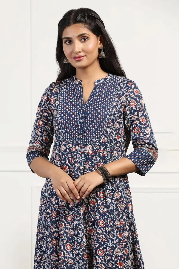 Blue_Cotton_Floral_Printed_Anarkali_Maxi_Length_Kurta