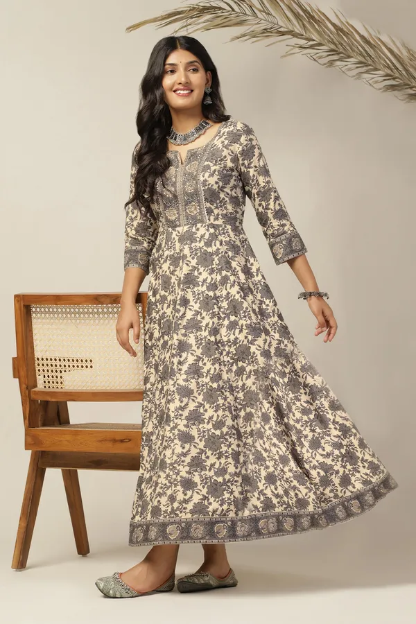 Beige_Cotton_Floral_Printed_Anarkali_Maxi_Length_Kurta