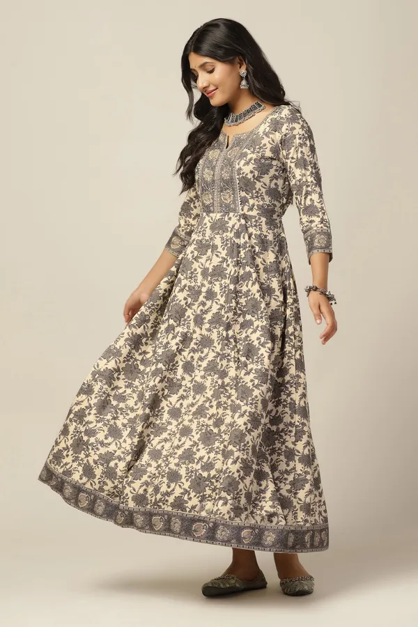 Beige_Cotton_Floral_Printed_Anarkali_Maxi_Length_Kurta