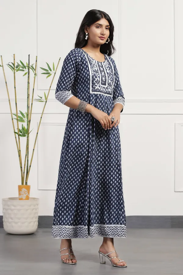 Blue_Cotton_Floral_Printed_Anarkali_Maxi_Length_Kurta