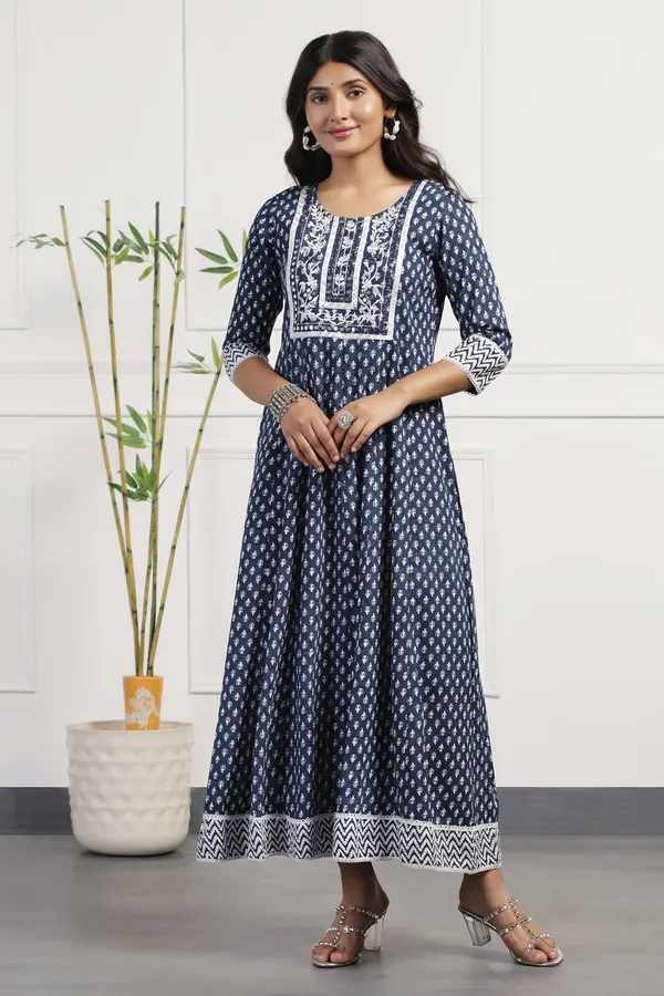 Blue_Cotton_Floral_Printed_Anarkali_Maxi_Length_Kurta
