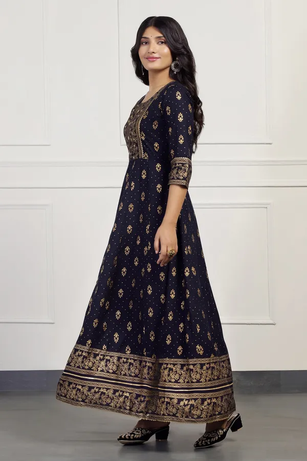 Dark_Blue_Cotton_Floral_Printed_Anarkali_Maxi_Length_Kurta