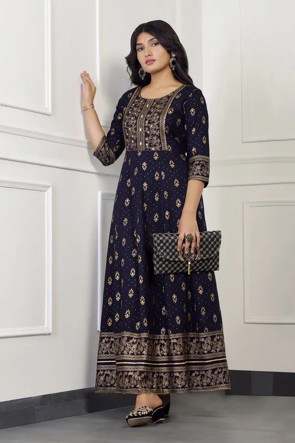 Dark_Blue_Cotton_Floral_Printed_Anarkali_Maxi_Length_Kurta