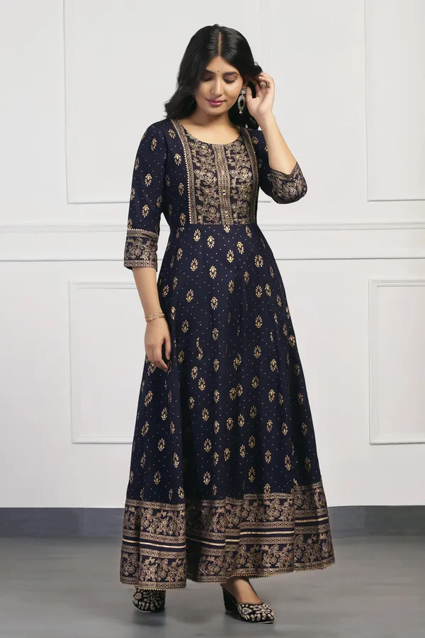 Dark_Blue_Cotton_Floral_Printed_Anarkali_Maxi_Length_Kurta