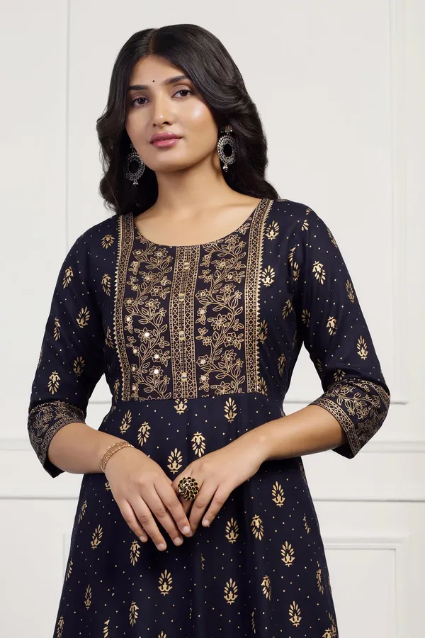 Dark_Blue_Cotton_Floral_Printed_Anarkali_Maxi_Length_Kurta