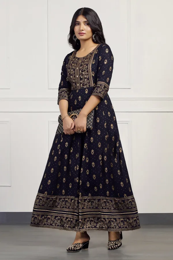 Dark_Blue_Cotton_Floral_Printed_Anarkali_Maxi_Length_Kurta