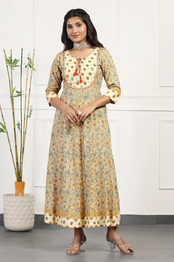 Beige_Cotton_Floral_Printed_Anarkali_Maxi_Length_Kurta