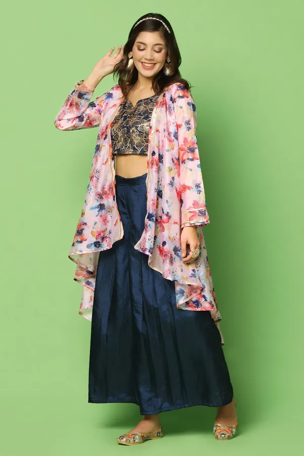 Navy_Blue_Embroidered_Crop_Top_And_Palazzo_Set_With_Floral_Printed_Shrug_For_Women